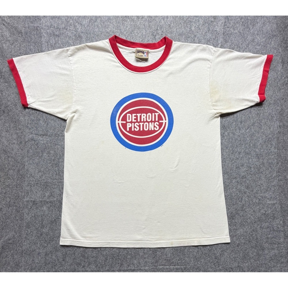 Vintage Majestic Detroit Pistons NBA Hardwood Classics Ringer T-Shirt XL USA